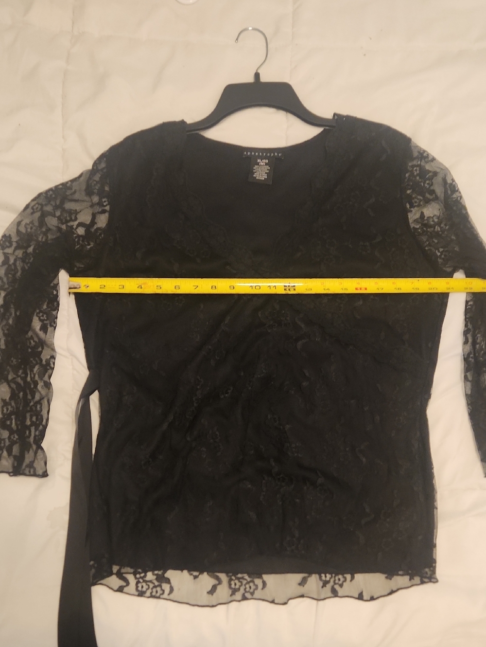 Apostrophe Black Lace Short Sleeve Top Blouse Womens Extra Large XL P2P:21 L:24